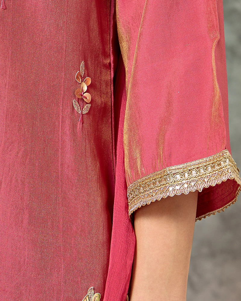 Embroidered Kurta Set - Blush pink