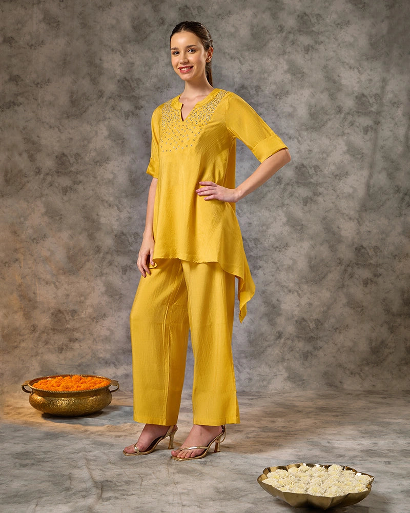 Embroidered co-ord set - Mustard