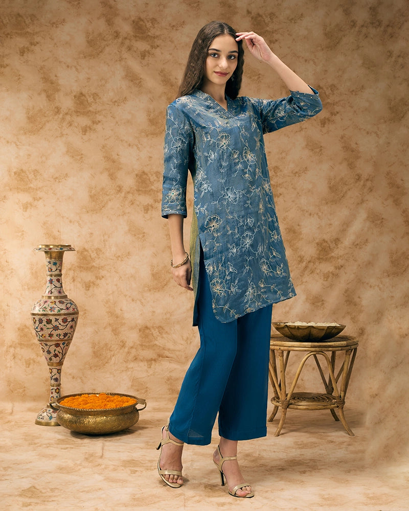 Embroidered co-ord set - Navy