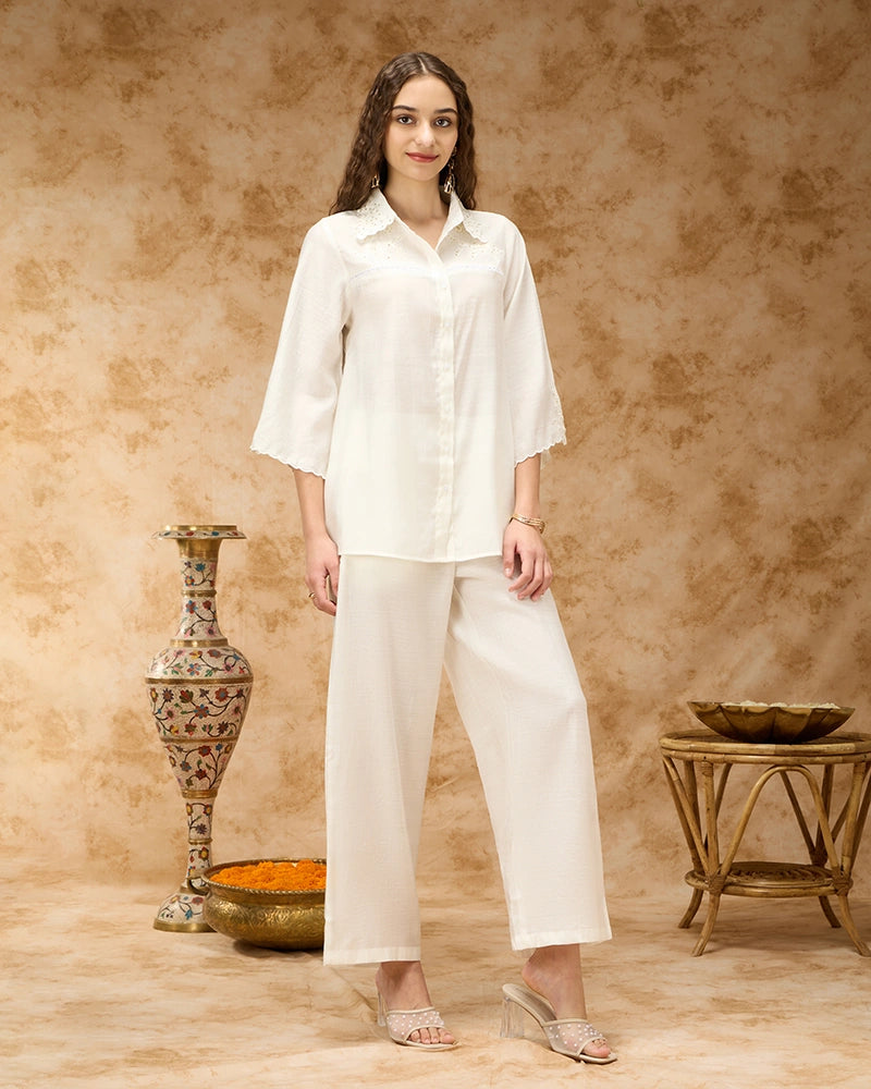 Embroidered Co-ord Set - White