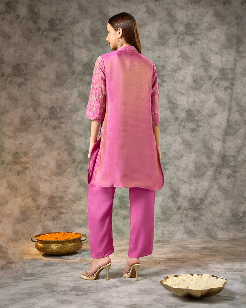 Embroidered co-ord set - Pink