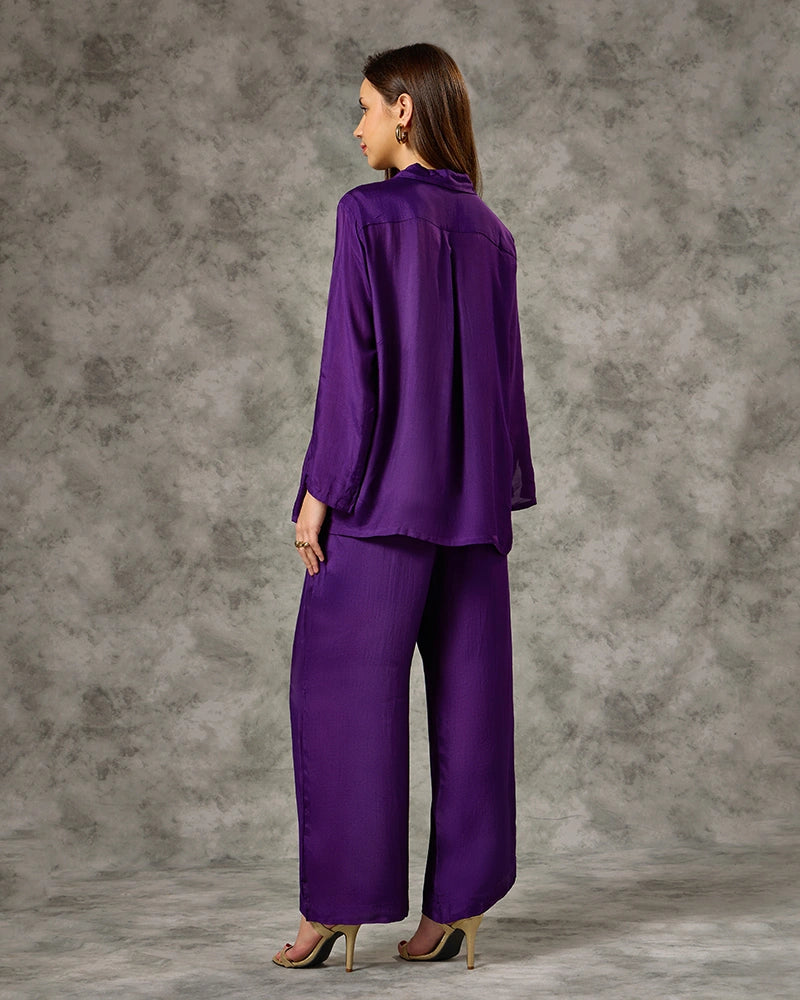 Embroidered Co-ord Set - Purple