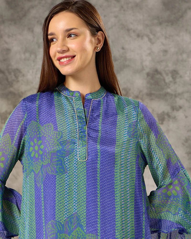 Bandhani co-ord set - Navy