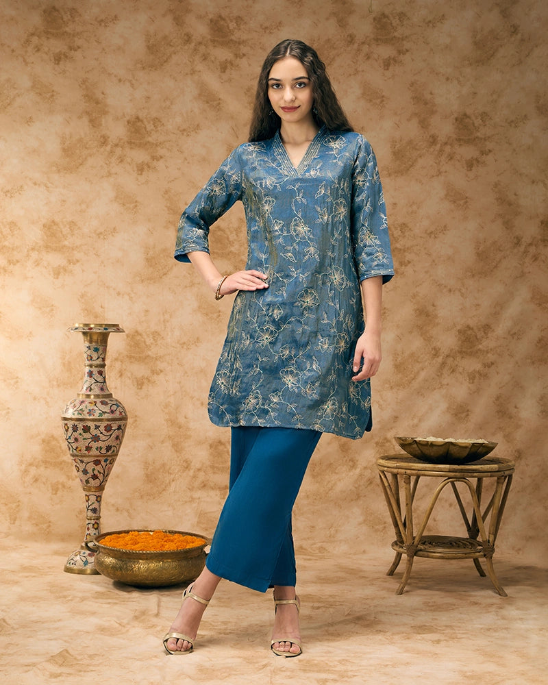 Embroidered co-ord set - Navy