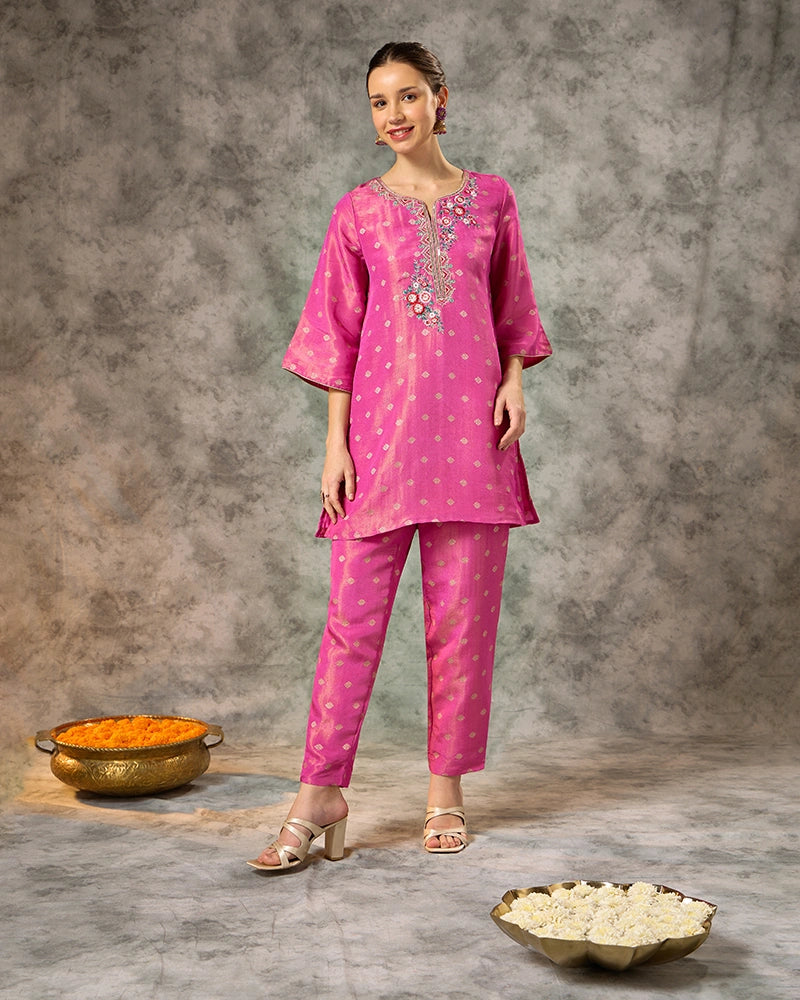 Brocade Co-ord Set - Pink