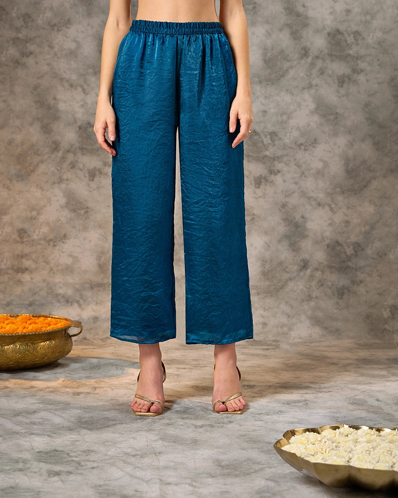 Embroidered Kurta Set with Pant and Dupatta - Mid Blue