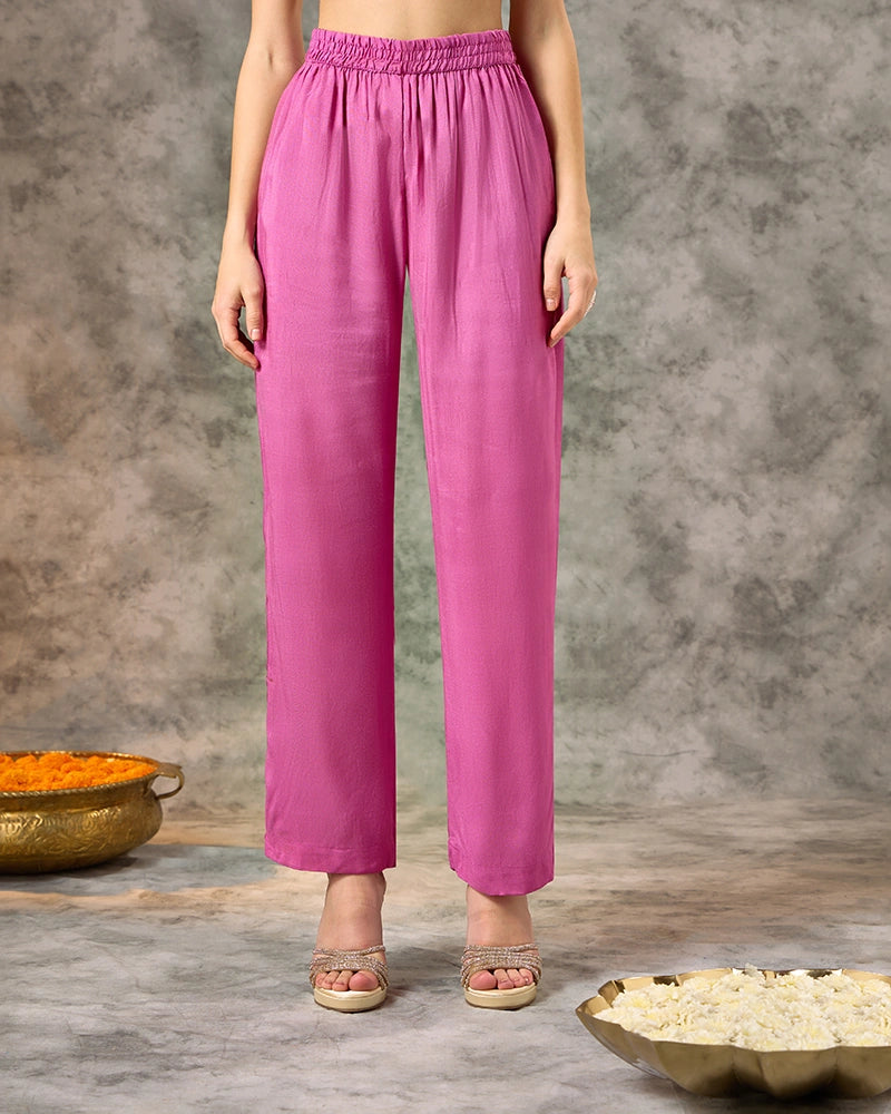 Embroidered co-ord set - Pink