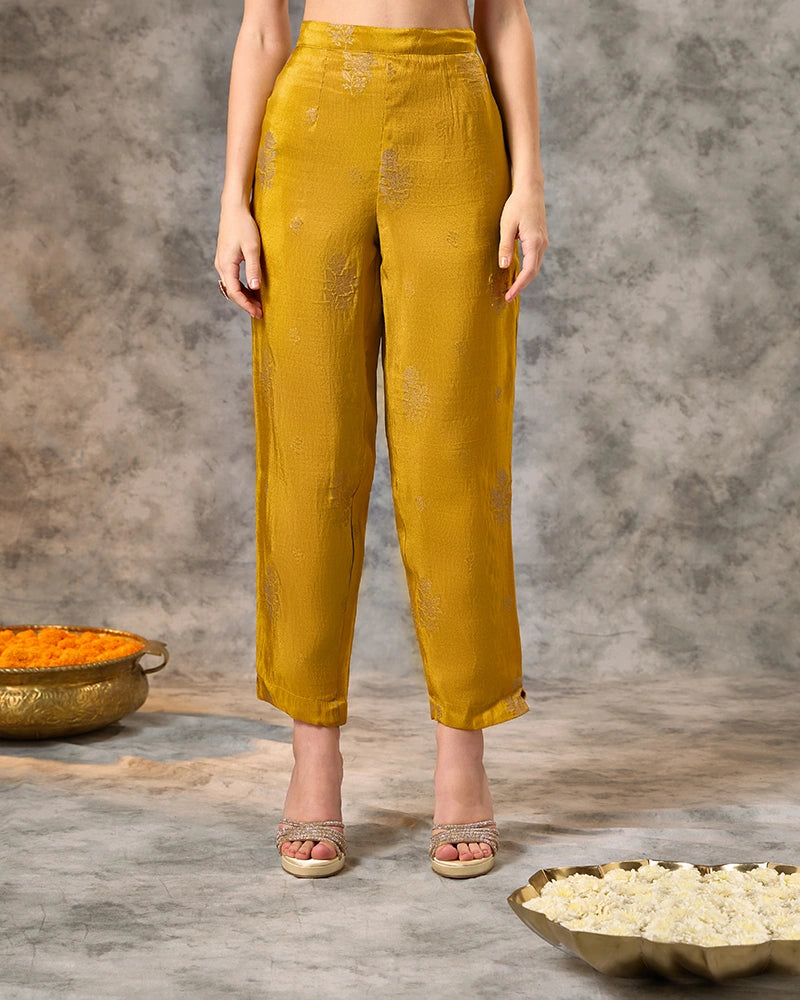 Brocade Kurta Set - Yellow