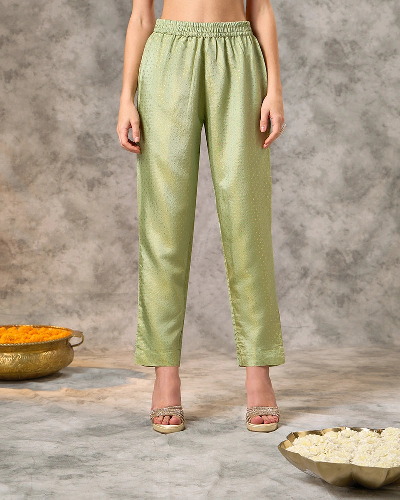A-line embroidered kurta set - Sage Green