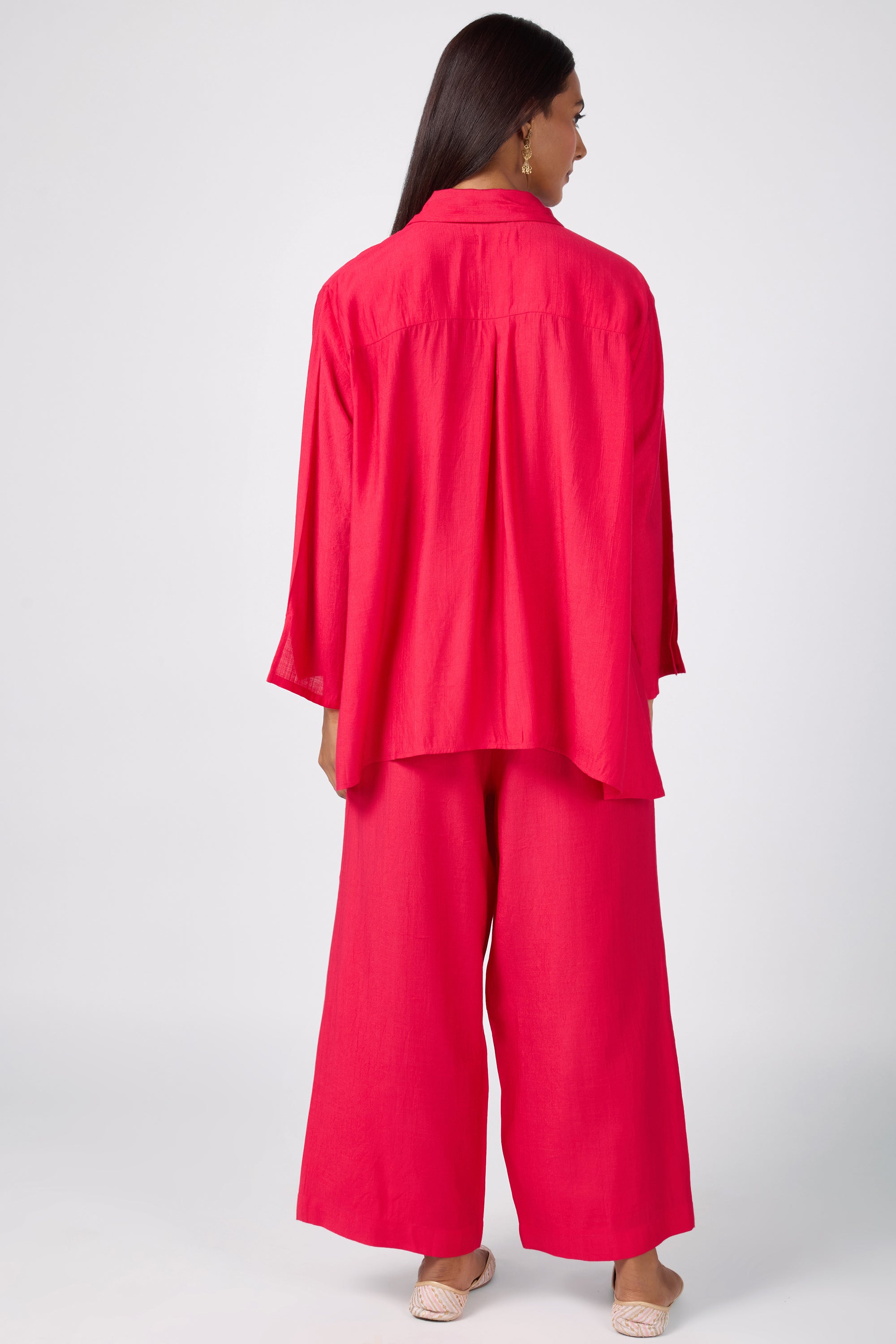 All-over embroidered co-ord set with 3/4 sleeves with slits.