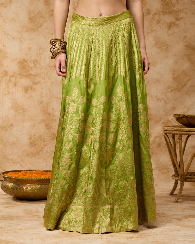Brocade Skirt Set - Green