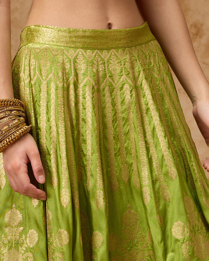 Brocade Skirt Set - Green