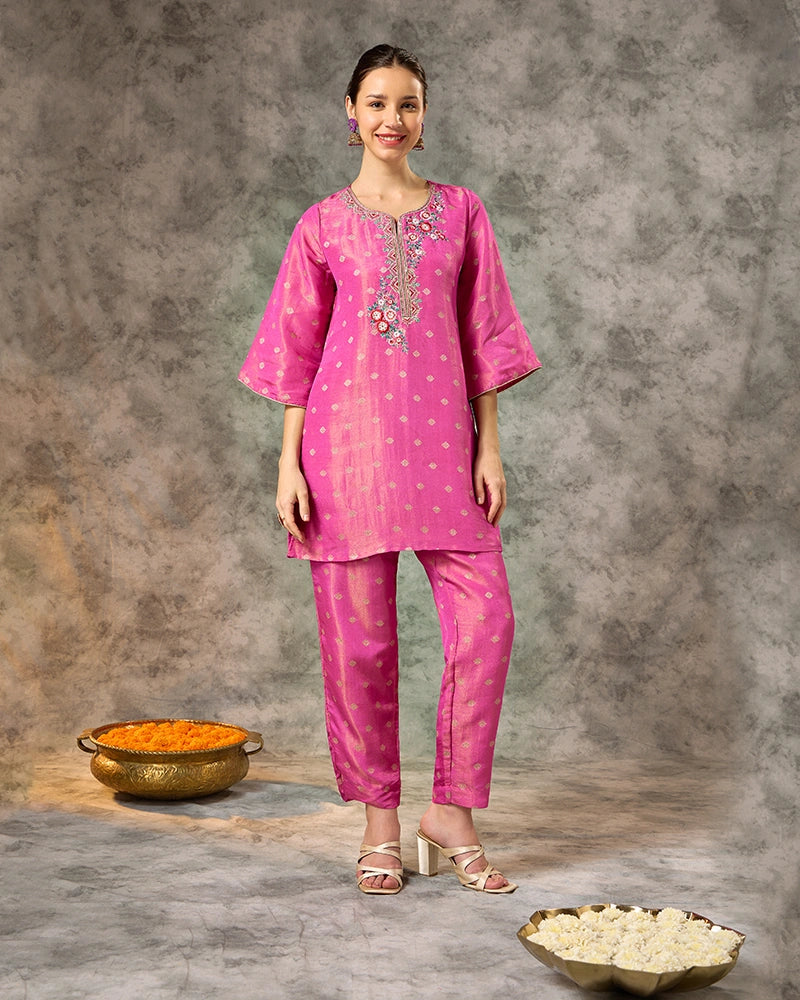 Brocade Co-ord Set - Pink