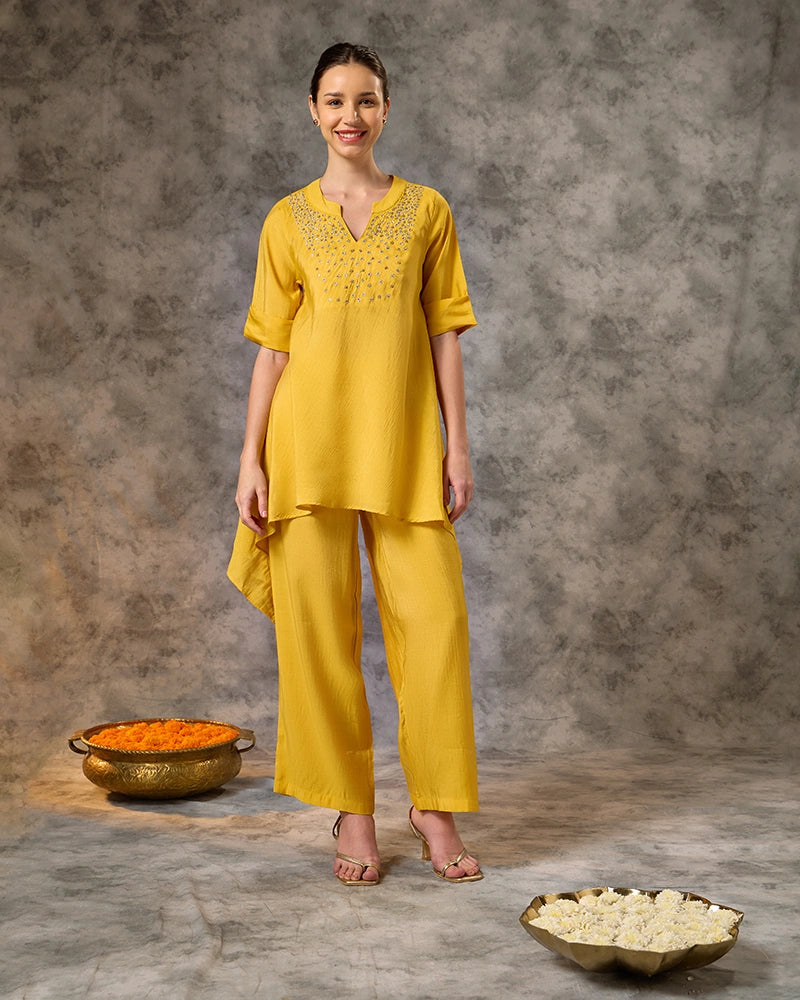 Embroidered co-ord set - Mustard