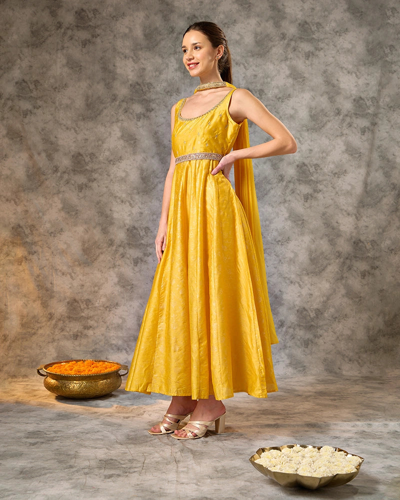 Embroidered Dress - Yellow