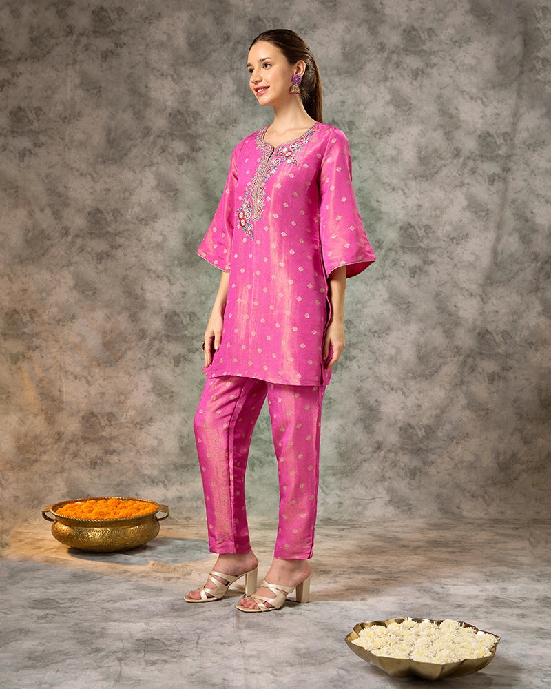 Brocade Co-ord Set - Pink