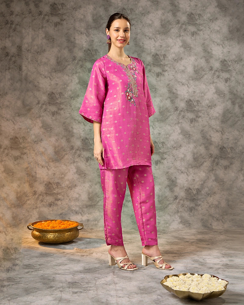 Brocade Co-ord Set - Pink
