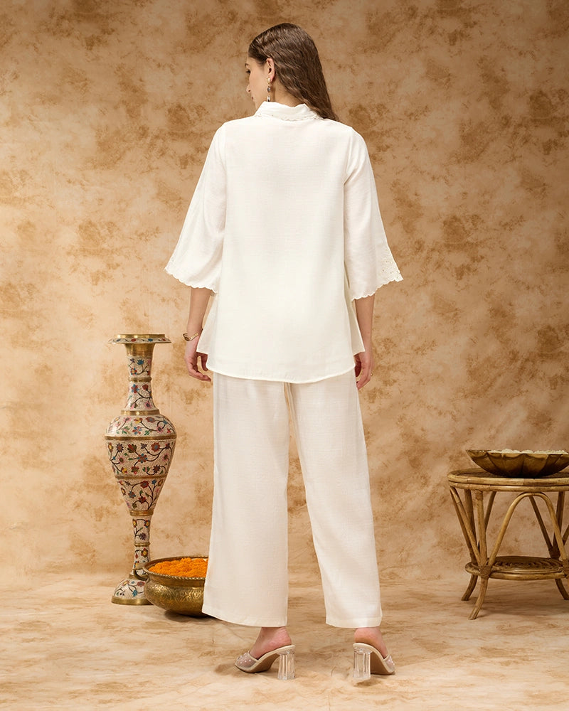 Embroidered Co-ord Set - White