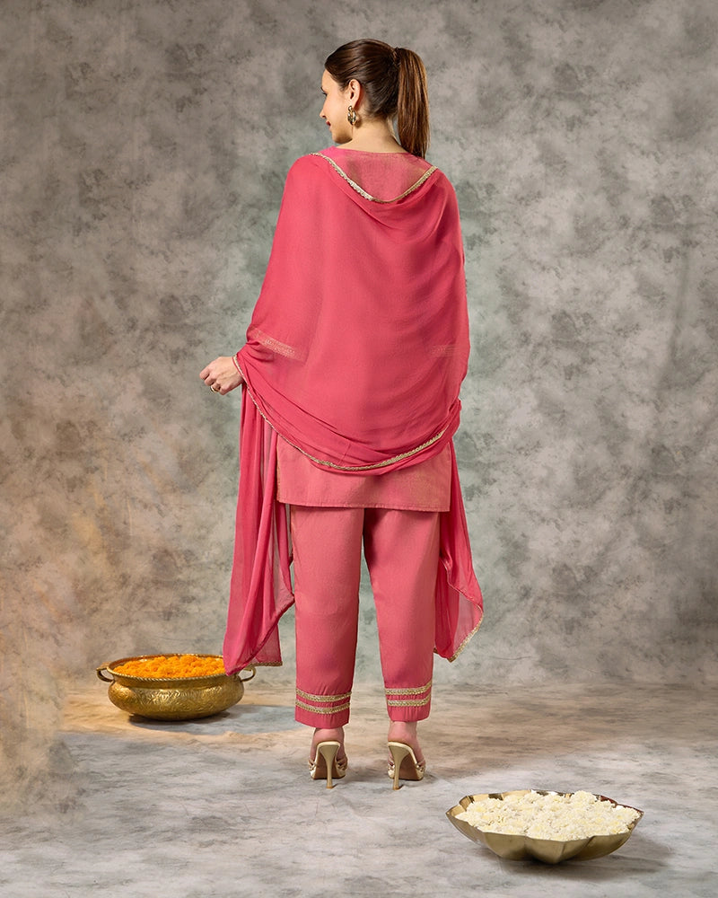 Embroidered Kurta Set - Blush pink