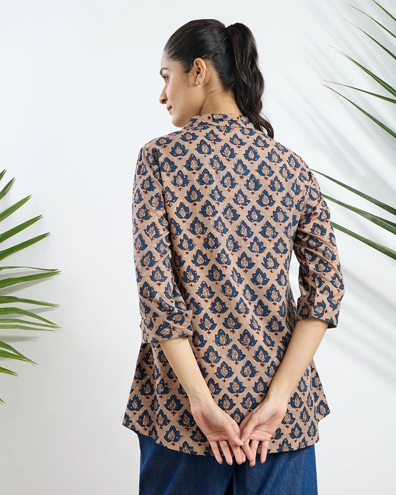 Brown Printed Viscose Tunic for Women