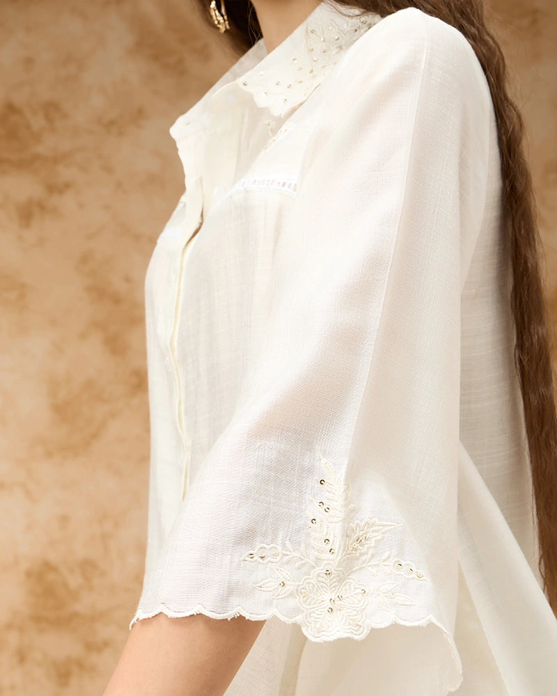 Embroidered Co-ord Set - White