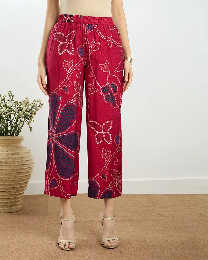 Red Printed A-Line Co-ord Set for Women