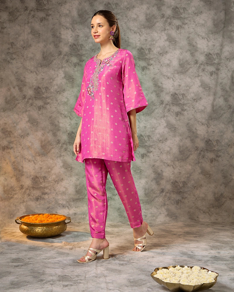 Brocade Co-ord Set - Pink