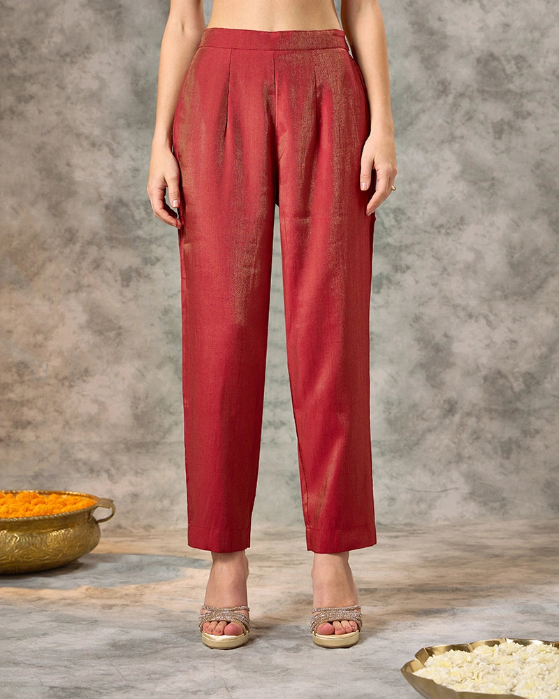 Round Neck Kurta Set - Fushcia