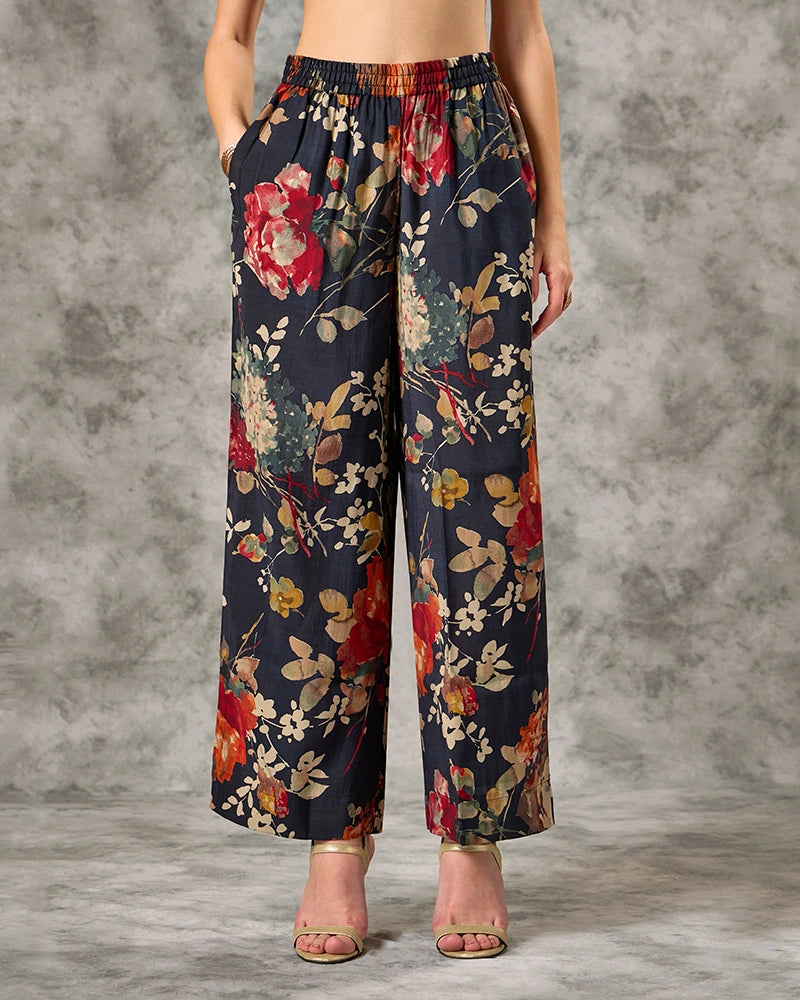 A-line All Over Floral Printed Kurta Set with Pant & Dupatta - Blue