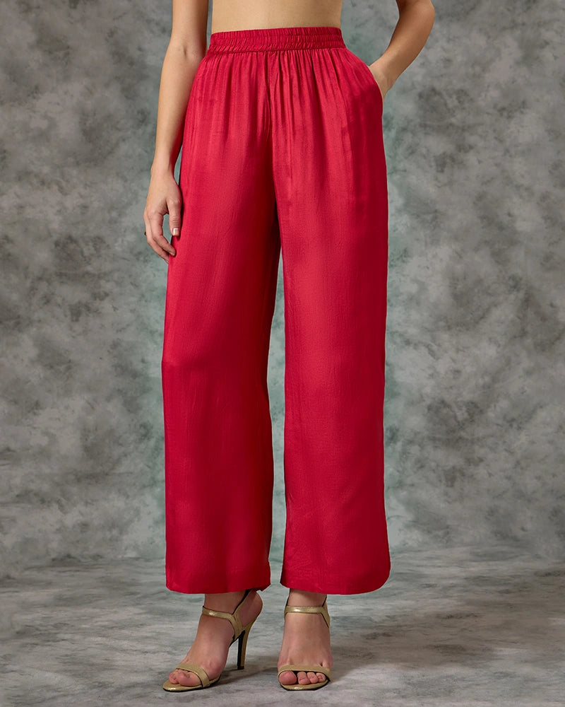 Embroidered Co-ord Set - Dark Pink