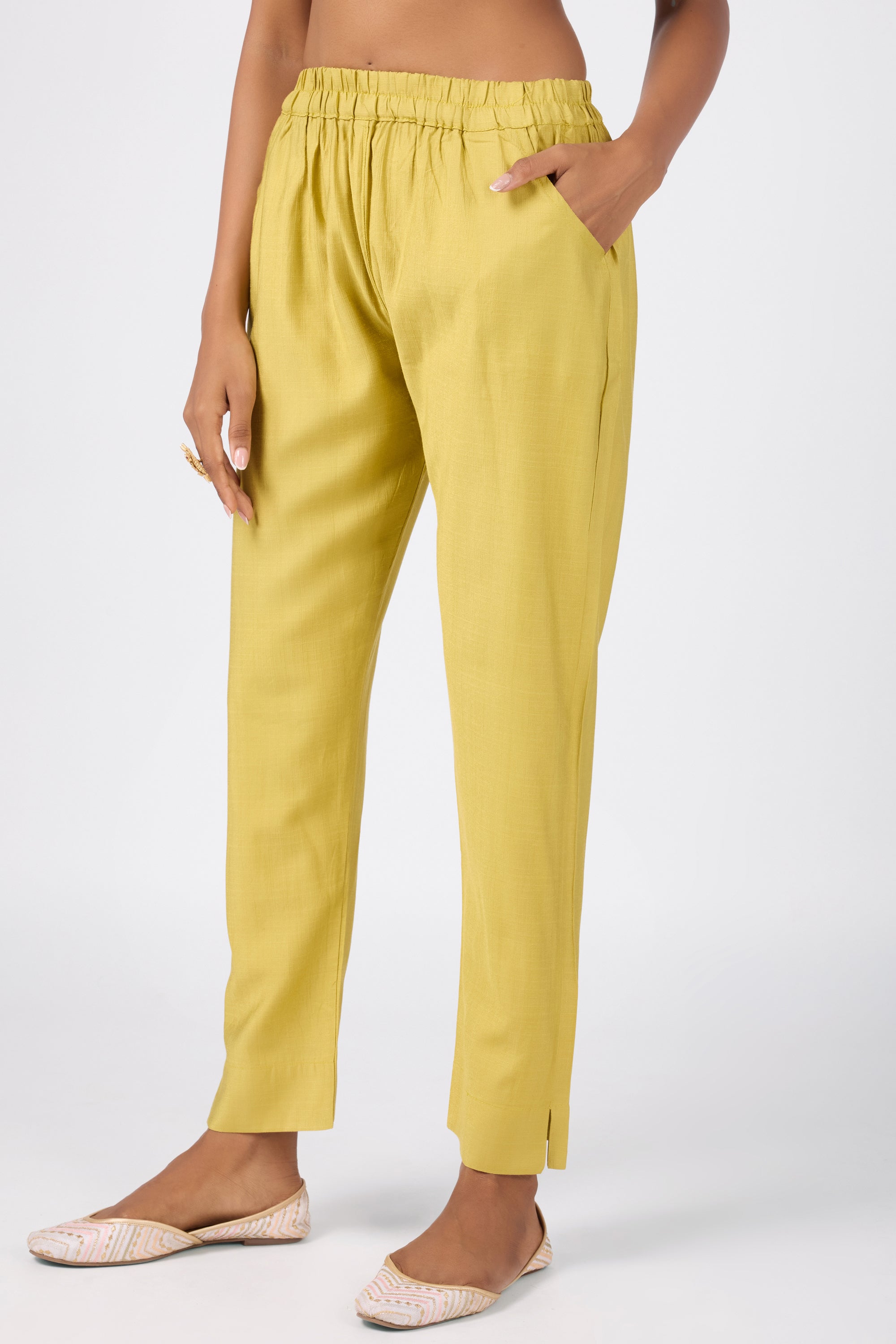 All-over embroidered co-ord set with 3/4 sleeves with slits.